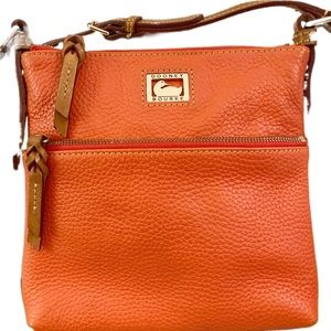 Pebble Leather Crossbody, shade Clementine